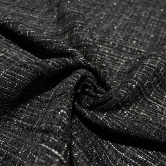 Shimmery Black Tweed - Metallic Plaid Fabric with Elegant Texture