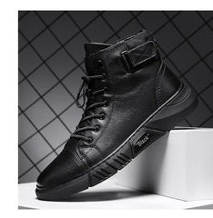Men's Black Leather Solid Chelsea Boots