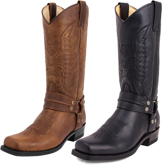 MEN'S BUCKLE CAVED COWBOY BOOTS