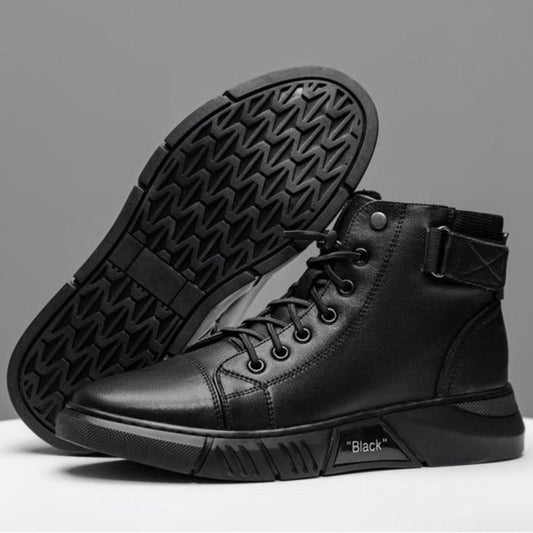 Men's Black Leather Solid Chelsea Boots