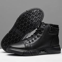 Men's Black Leather Solid Chelsea Boots