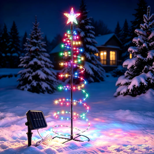 Solar Christmas Tree Lights – 37" Outdoor Solar-Powered Christmas Tree Decoration with 8 Lighting Modes