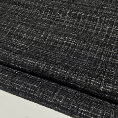 Shimmery Black Tweed - Metallic Plaid Fabric with Elegant Texture