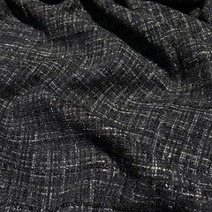 Shimmery Black Tweed - Metallic Plaid Fabric with Elegant Texture