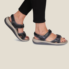 Last Day 49% OFF - Women's Casual Comfortable Leather Arch Support Flat Open Toe Velcro Sandals