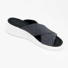 Gradation Stretch Cross Orthotic SlideSandals