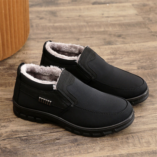 MEN'S COMFORTABLE SLIP-ON FLEECE WARM CASUAL COTTON SHOES