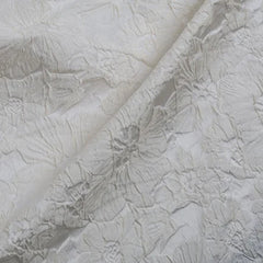 Floral Embossed Brocade - Ivory White 3D Flower Fabric For Wedding Dress