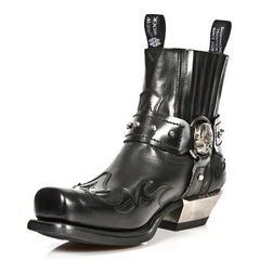 New Men's Ankle Boots With Embroidered Chunky Heel