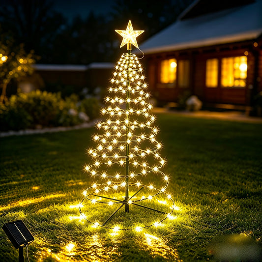 Solar Christmas Tree Lights – 37" Outdoor Solar-Powered Christmas Tree Decoration with 8 Lighting Modes