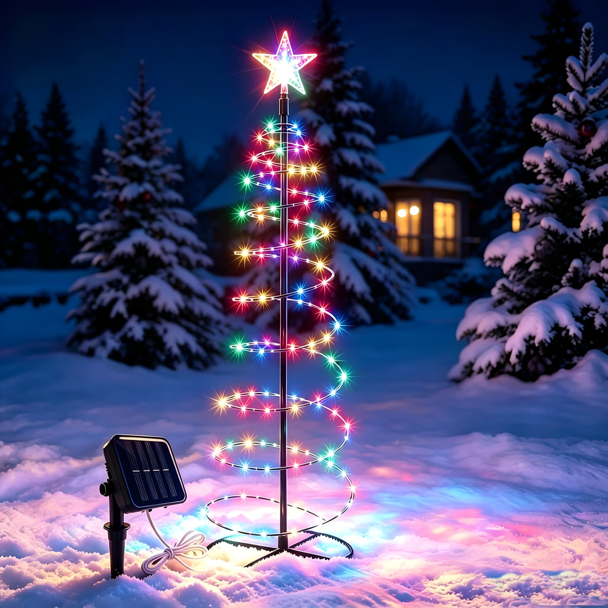 Solar Christmas Tree Lights – 37" Outdoor Solar-Powered Christmas Tree Decoration with 8 Lighting Modes